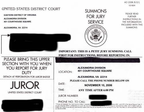 Jury Duty Summons